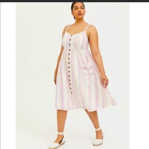 Torrid 2 linen multi strip Midi dress